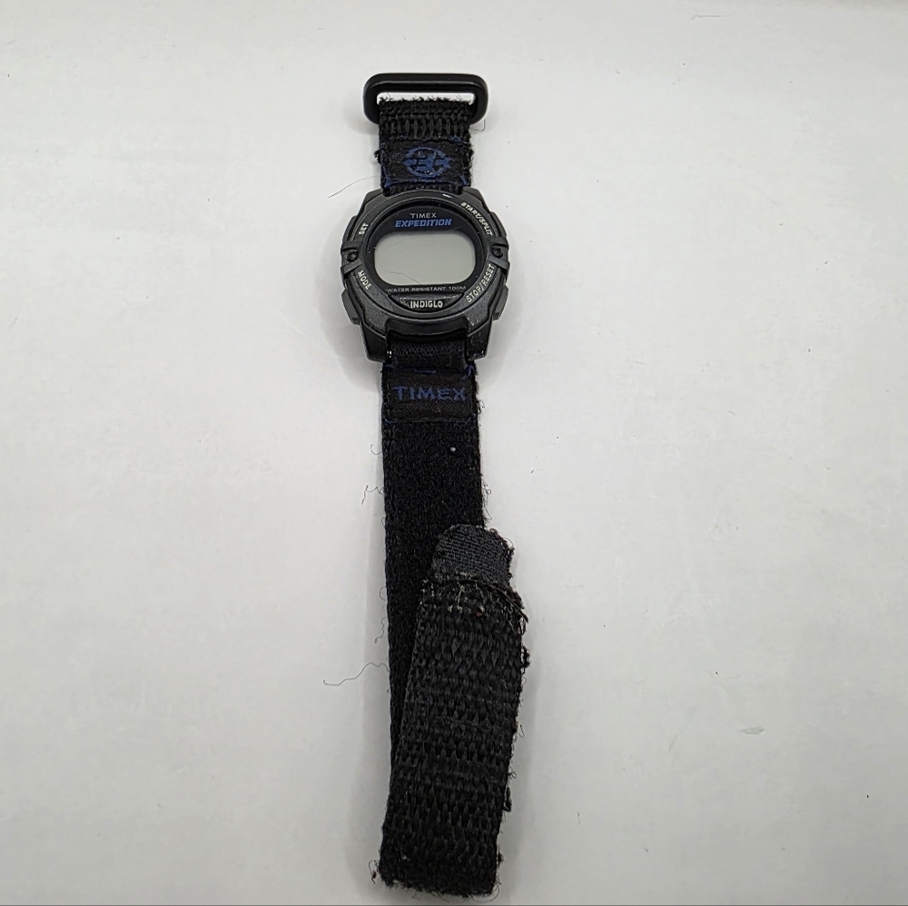 Vintage Expedition Indiglo Timex Black Digital Watch Velcro Band